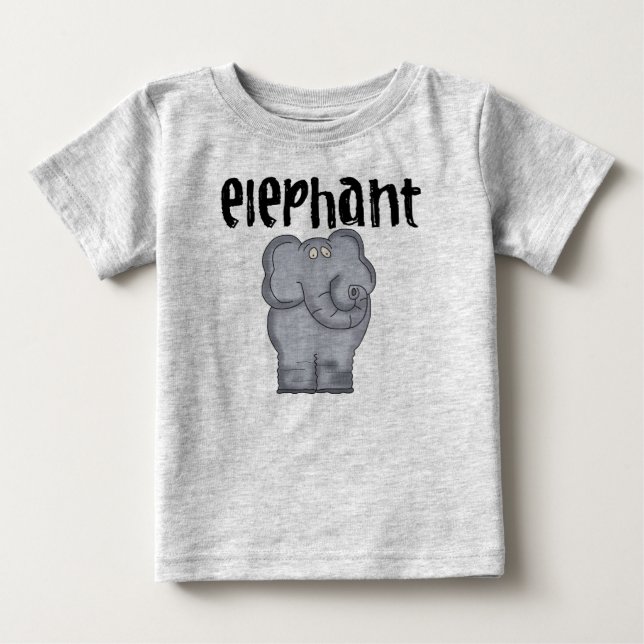 Camiseta Para Bebê Elefante cinzento (Frente)