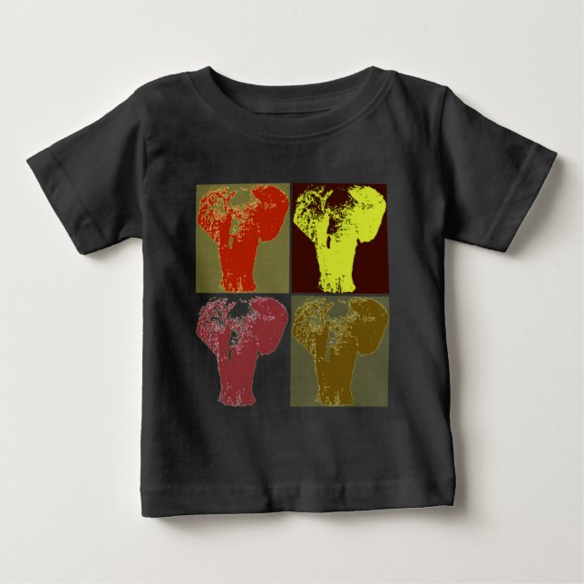 Camiseta Para Bebê Elefante da Pop Art (Frente)