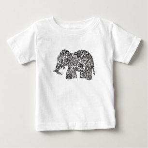 Camiseta Para Bebê Elefante do Doodle