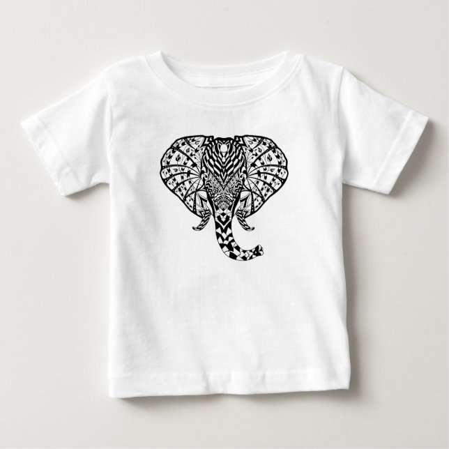 Camiseta Para Bebê Elefante étnico do teste padrão (Frente)