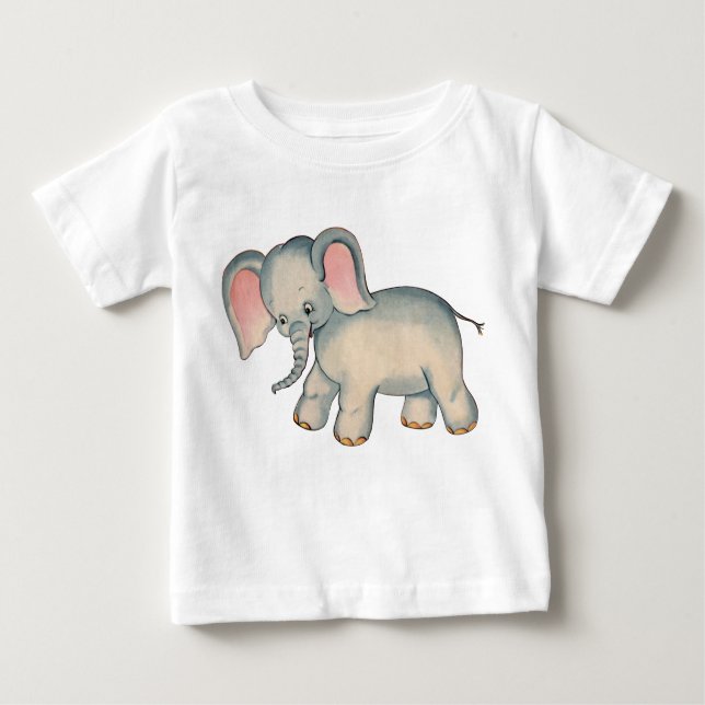 Camiseta Para Bebê Elefante retro bonito (Frente)