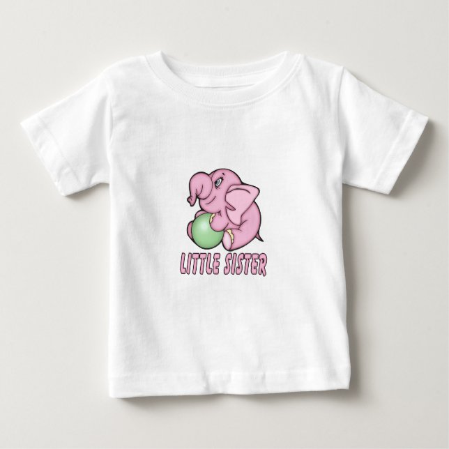 Camiseta Para Bebê Elefante Toy Little Sister (Frente)
