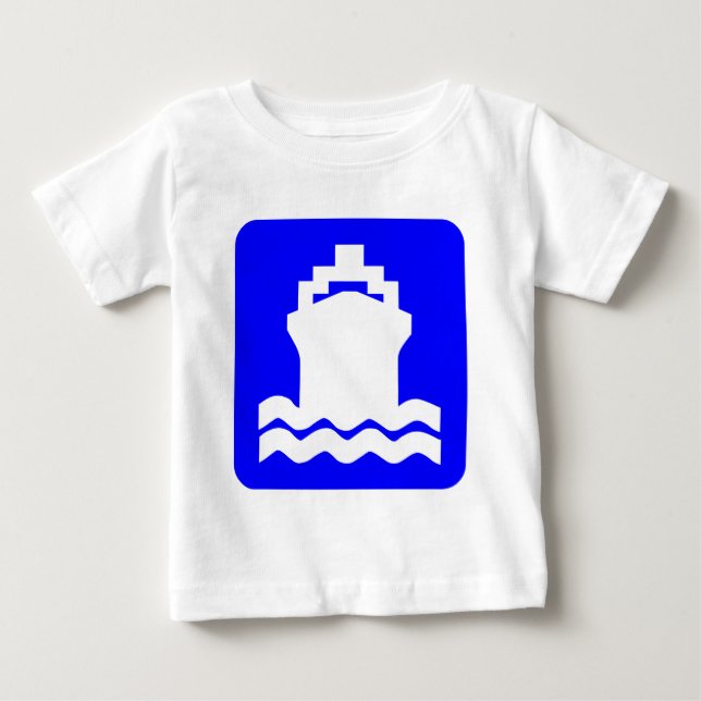 Camiseta Para Bebê Em forma de navio - Azul (Frente)