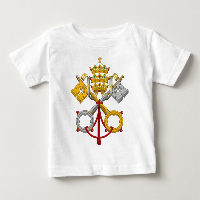 Camiseta Para Bebê Emblema do papa oficial Símbolo Revestimento do (Frente)