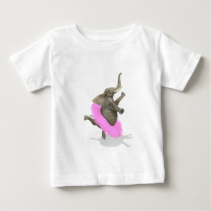 Camiseta Para Bebê En Pointe do elefante do balé