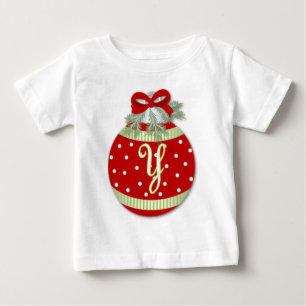 CAMISETA PARA BEBÊ ENFEITES DE NATAL INICIAL Y