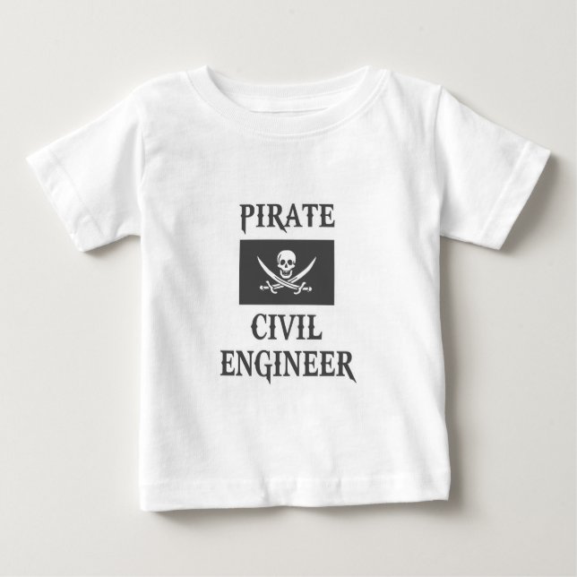 Camiseta Para Bebê Engenheiro Civil Pirata (Frente)