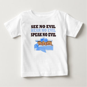 Camiseta Para Bebê Engraçados Triplet Boys (Fale Ouvir Sem Mau )