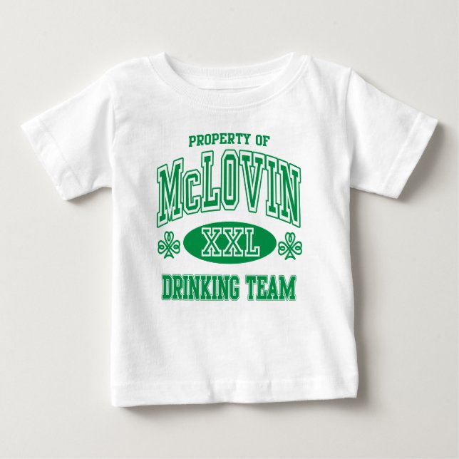 Camiseta Para Bebê Equipe de Bebendos da McLovin na Irlanda (Frente)