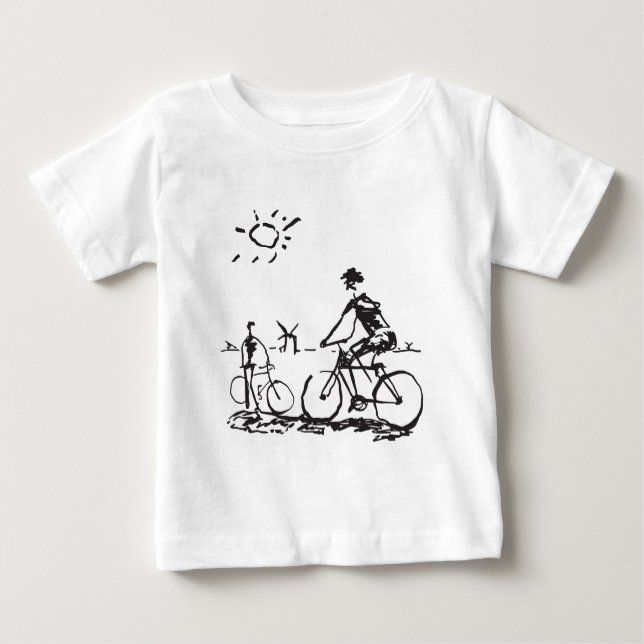 Camiseta Para Bebê Esboço da bicicleta do andando de bicicleta (Frente)