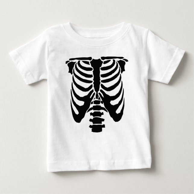 Camiseta Para Bebê ESQUELETO - Gaiola das costelas e espinal (Frente)