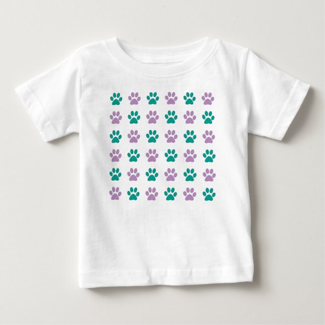 Camiseta Para Bebê Estampas de filhotes roxas e teares (Frente)