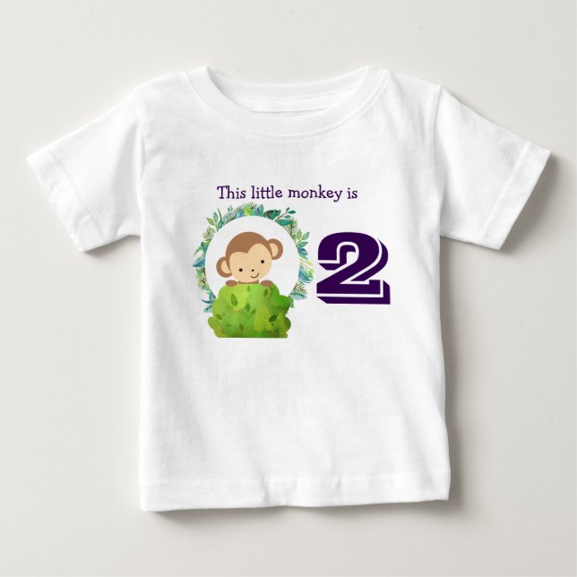 Camiseta Para Bebê Este Pequeno Macaco Cute Safari Aniversário (Frente)