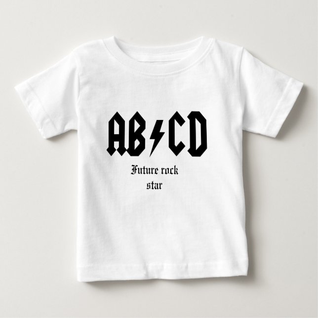Camiseta Para Bebê Estrela do rock do futuro de ABCD (Frente)
