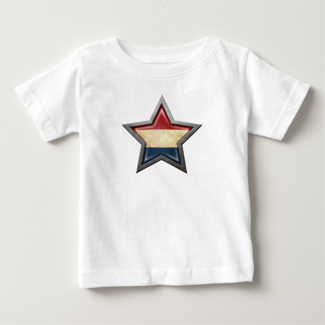 Camiseta Para Bebê Estrela holandesa da bandeira (Frente)