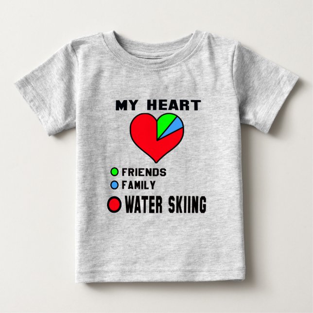 Camiseta Para Bebê Eu adoro Esqui Água. (Frente)