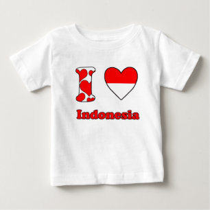 Camiseta Para Bebê Eu amo a Indonésia