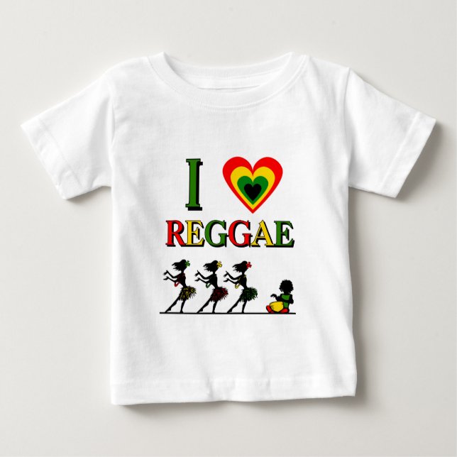 Camiseta Para Bebê Eu amo a reggae (Frente)