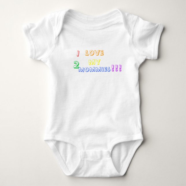 Camiseta Para Bebê Eu amo as minhas 2 mamães!!! (Frente)