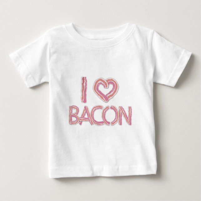 Camiseta Para Bebê Eu Amo Bacon (Frente)