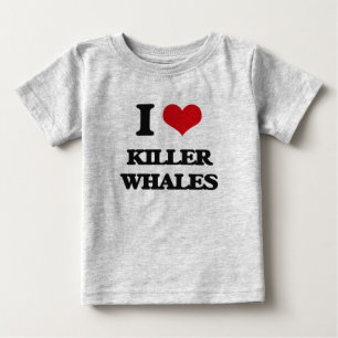 Camiseta Para Bebê Eu amo baleias de assassino
