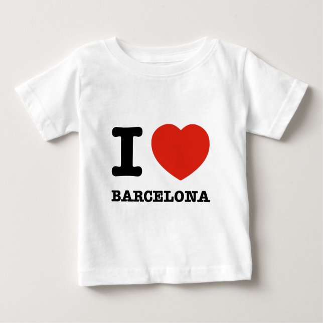 Camiseta Para Bebê Eu amo Barcelona (Frente)