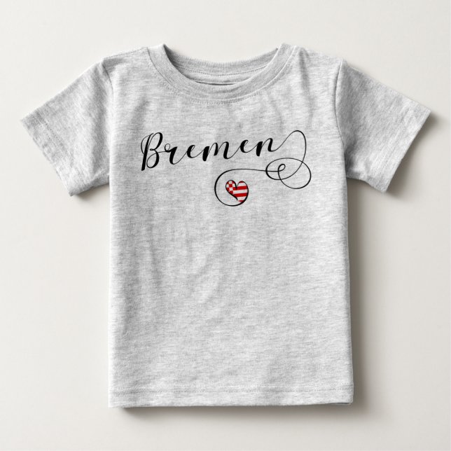 Camiseta Para Bebê Eu Amo Bremen, Bremen Flag, Alemanha (Frente)