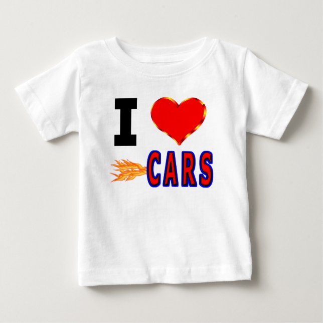 Camiseta Para Bebê Eu amo carros rápidos (Frente)
