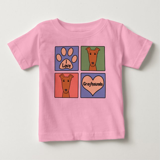 Camiseta Para Bebê Eu amo galgos (Frente)