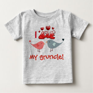 Camiseta Para Bebê "Eu amo meu gruncle!" com lovebirds
