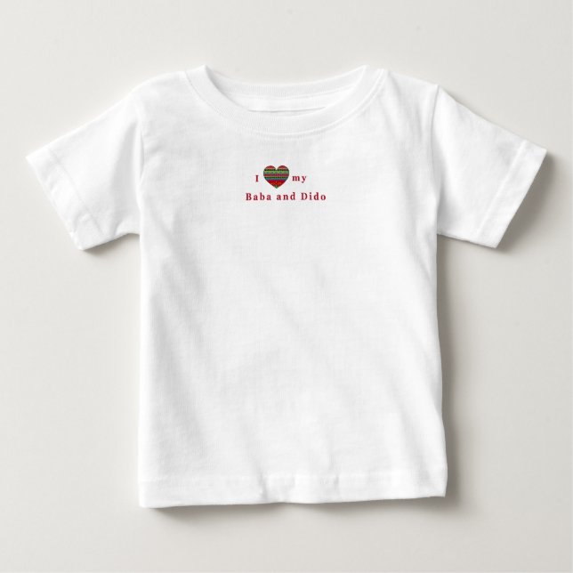 Camiseta Para Bebê Eu amo meus babá e Dido (Frente)