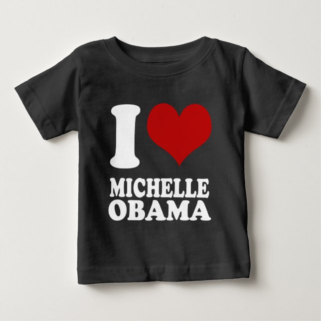 Camiseta Para Bebê Eu amo Michell Obama (Frente)