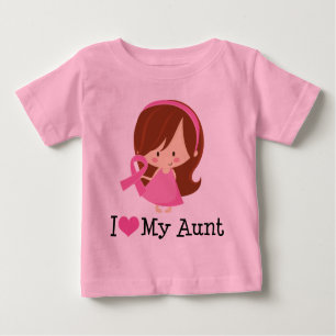 Camiseta Para Bebê Eu amo minha tia fita de câncer de mama