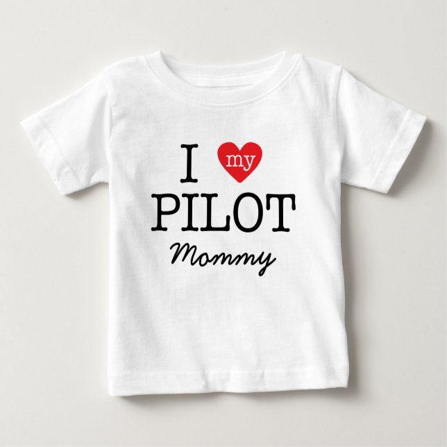 Camiseta Para Bebê Eu amo minhas mamães piloto (Frente)