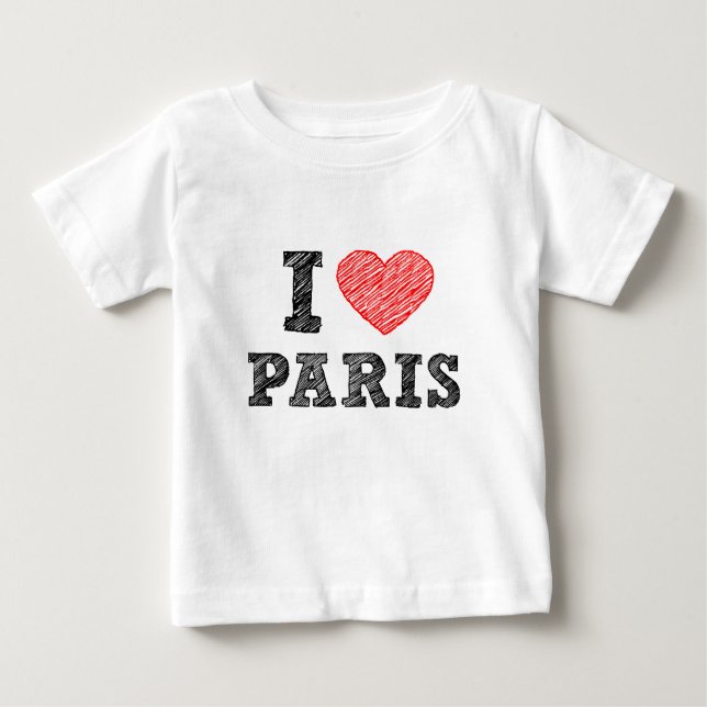 Camiseta Para Bebê Eu amo o esboço de Paris (Frente)