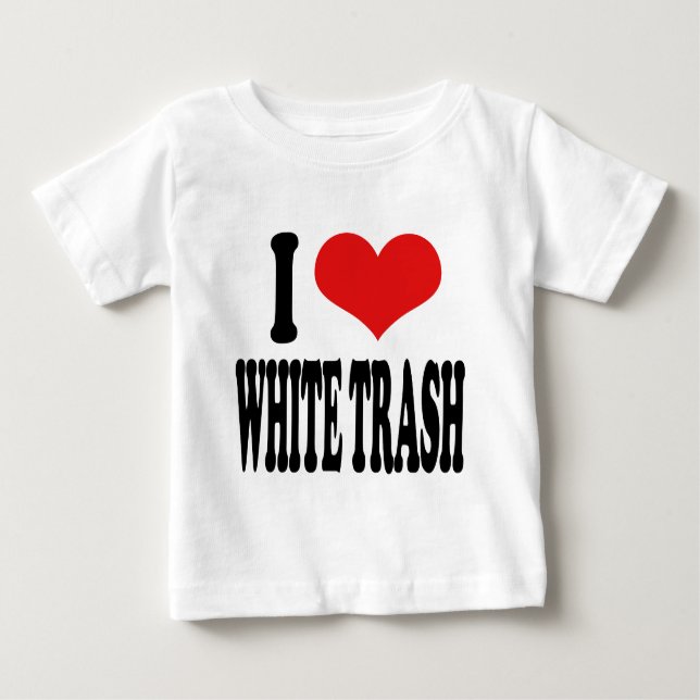 Camiseta Para Bebê Eu amo o lixo branco (Frente)