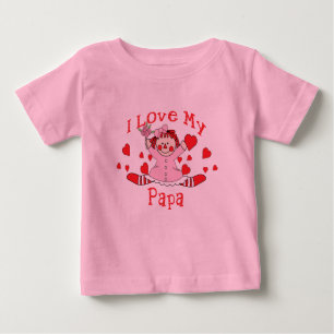 Camiseta Para Bebê Eu amo o meu Papa Rag Doll & Hearts