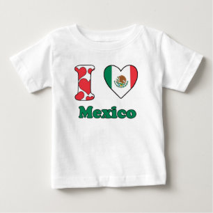 Camiseta Para Bebê Eu amo o México