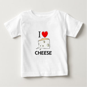 Camiseta Para Bebê Eu amo o queijo