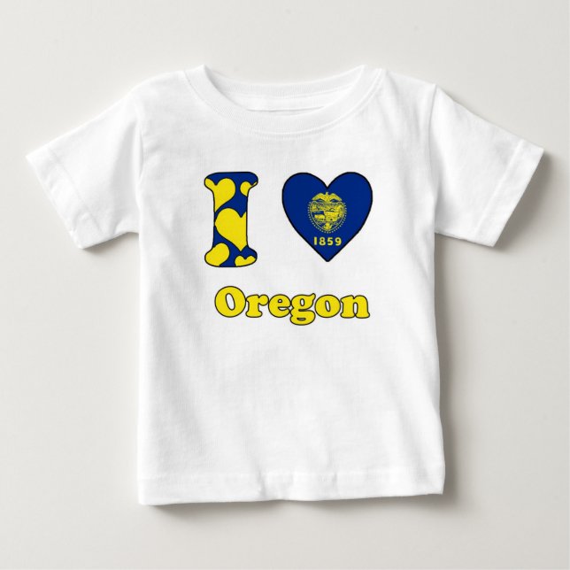Camiseta Para Bebê Eu amo Oregon (Frente)