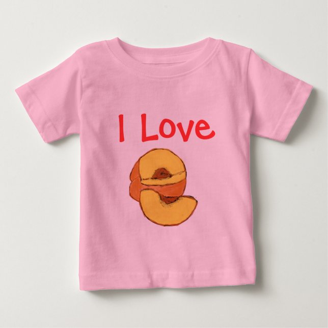 Camiseta Para Bebê Eu Amo Pêssegos (Frente)