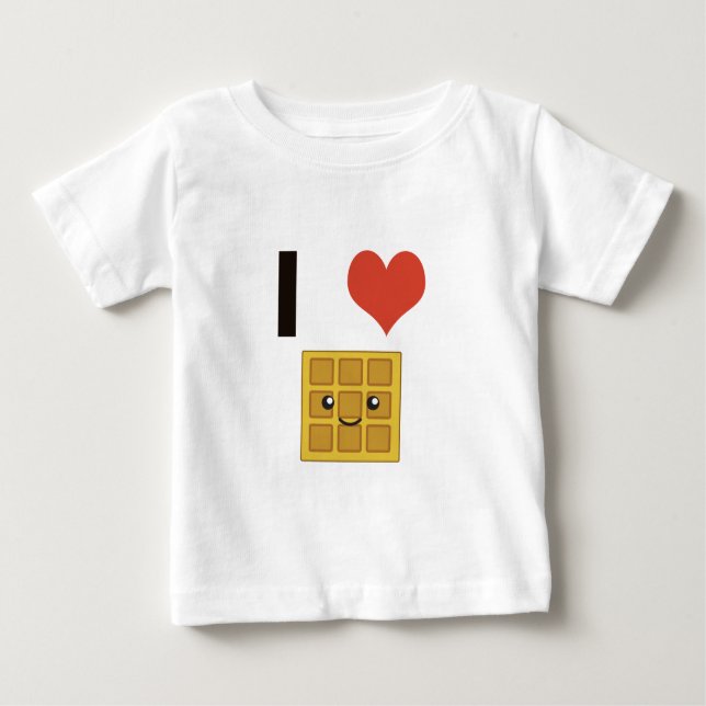 Camiseta Para Bebê Eu amo Waffles (Frente)