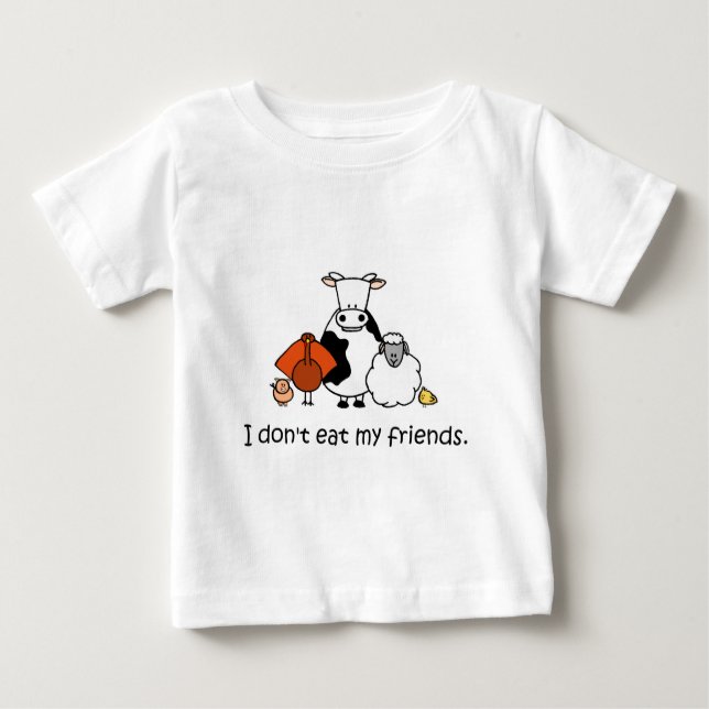 Camiseta Para Bebê Eu não como meus amigos (Frente)