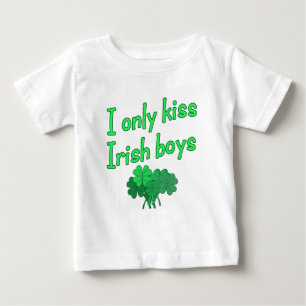 Camiseta Para Bebê Eu Só Beijo Meninos Irlandeses