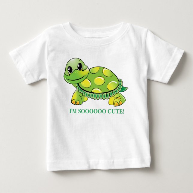 Camiseta Para Bebê "Eu sou SOOOOO BONITO!"  Tartaruga do bebê (Frente)