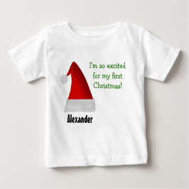 Camiseta Para Bebê Eu sou tão excited para meu primeiro Natal!