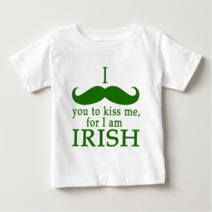 Camiseta Para Bebê Eu te dou o bigode para me beijar, eu sou irlandês