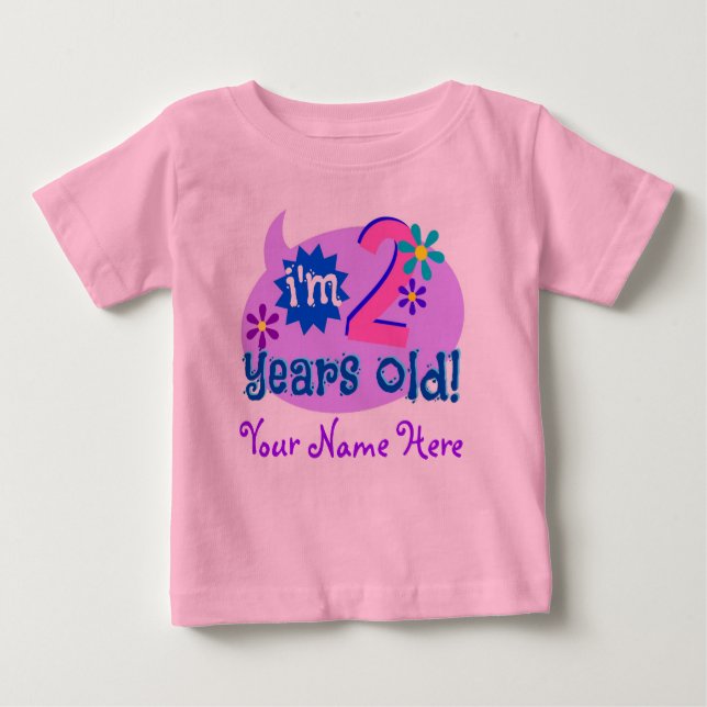 Camiseta Para Bebê Eu tenho 2 anos velho! (Personalize com nome da (Frente)