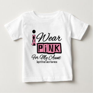 Camiseta Para Bebê Eu visto a tia cor-de-rosa do cancro da mama
