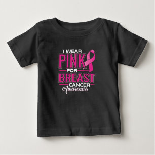 Camiseta Para Bebê Eu Visto Rosa Por Consciência Do Cancer Da Mama